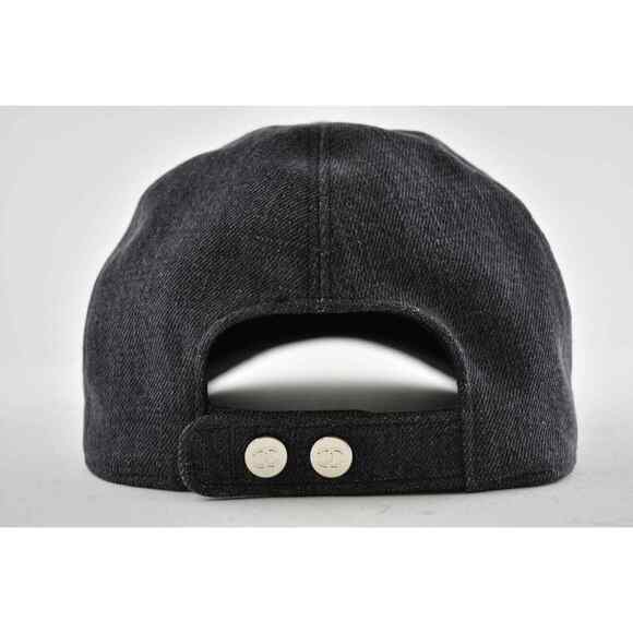 Chanel 22P Black Denim Sequin CC White Logo Baseball Cap Curved Peak Hat main image 6
